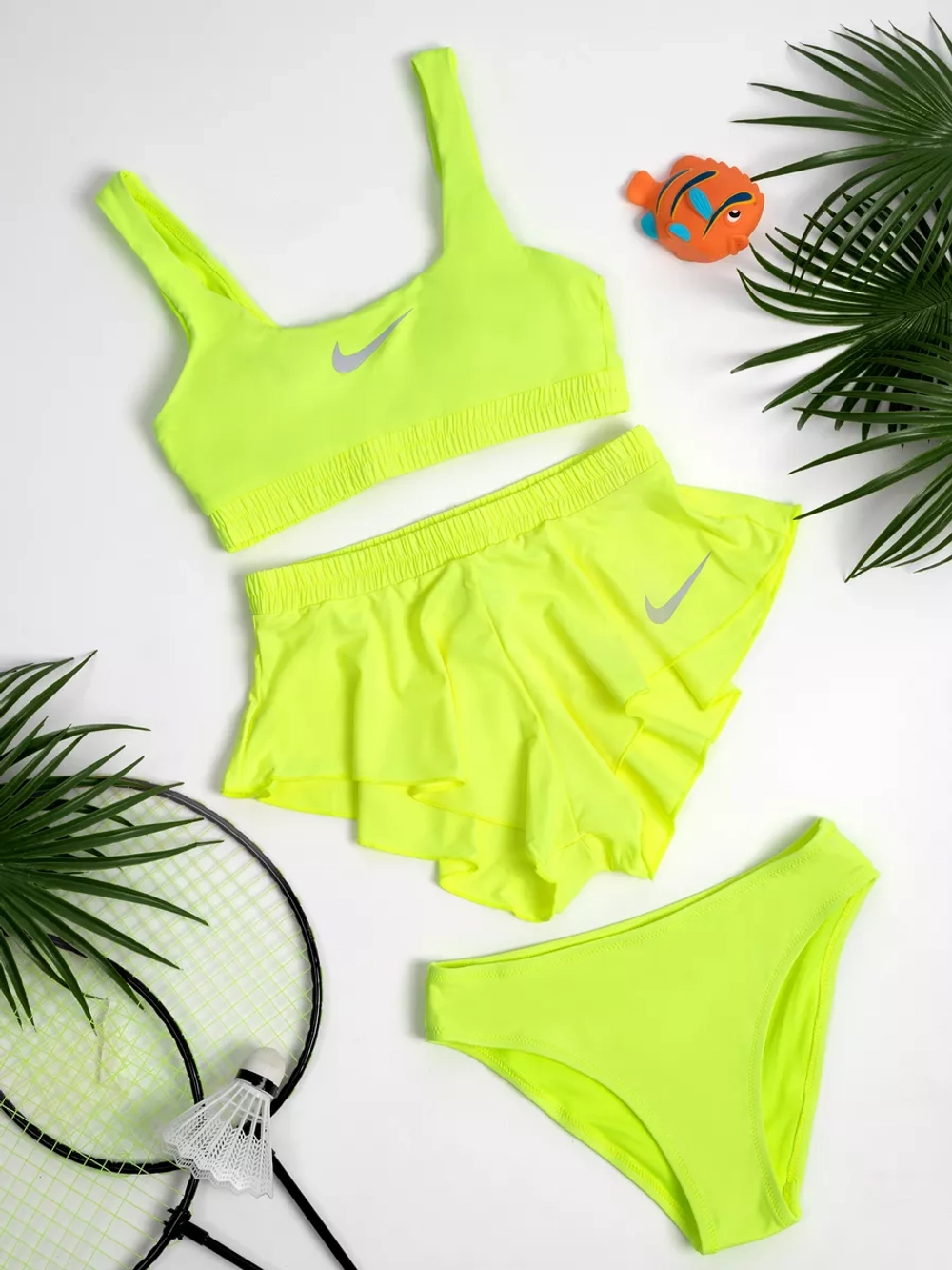 купальник раздельный Nike спортивный 3 в 1 топ с шортами