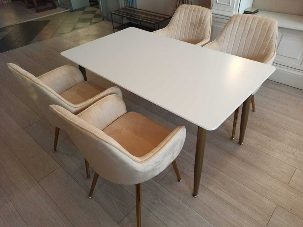 Обеденная группа стол ФАВОРИТ “FAVORITE” + 4 бежевых кресла Кристи “CHRISTY”