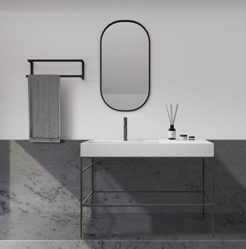 Консоль с раковиной ABBER Stein AS2647 напольная, белая матовая