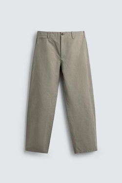 ZARA БРЮКИ RELAXED FIT С ХЛЯСТИКОМ, ЗЕЛЕНЫЙ/СЕРЫЙ