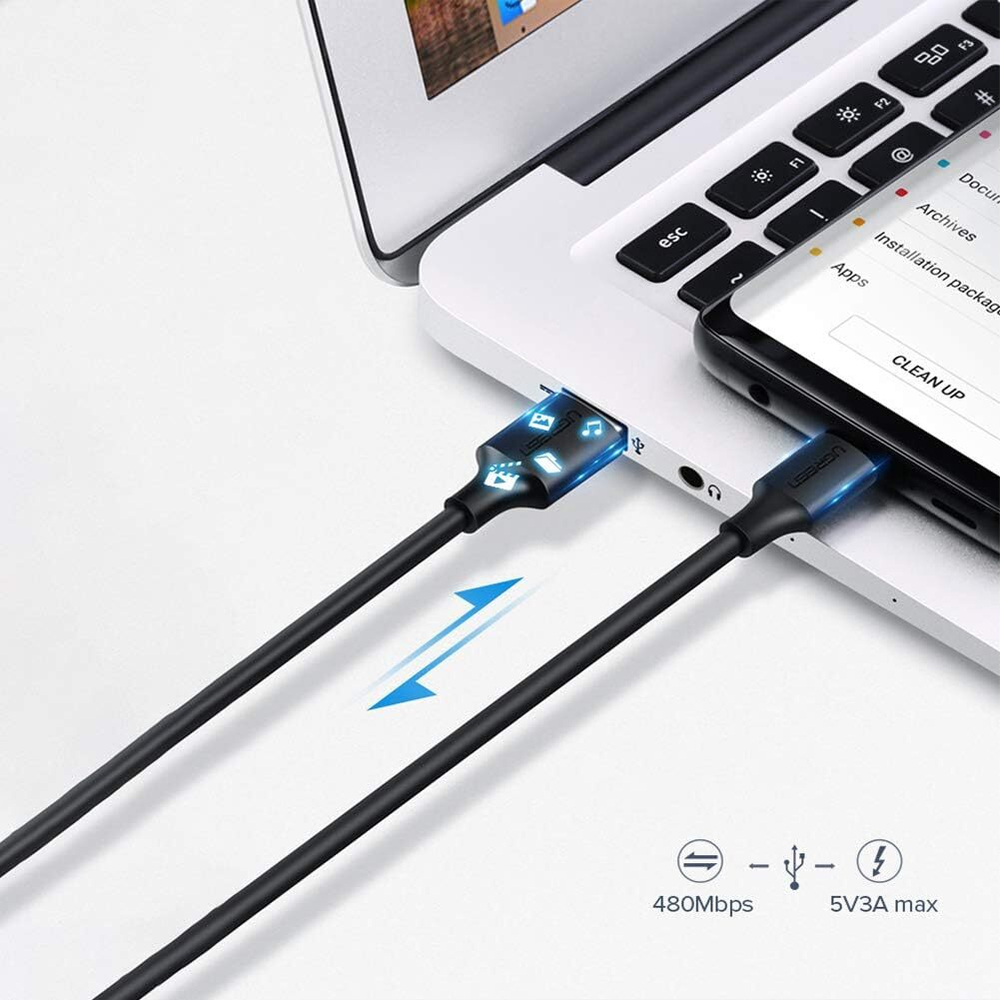 Кабель USB 2.0 - USB C, 480Mbps, 3A, QC3.0, 18W, 0.5m, UGREEN 60115