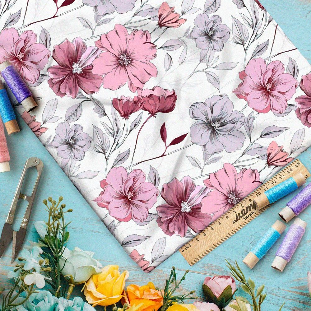 Ткань премиум интерлок пастельные сны