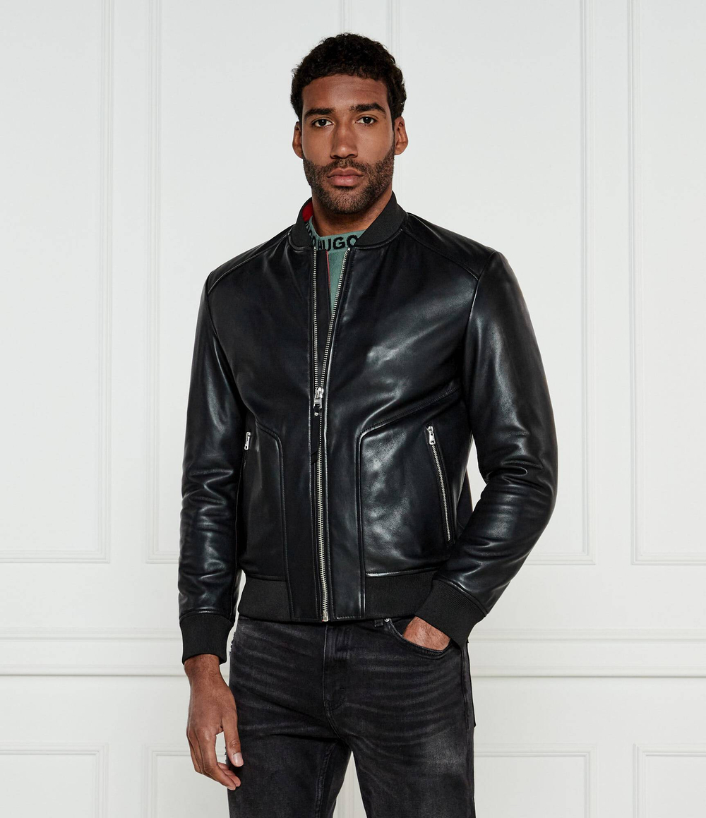 Кожаная куртка бомбер Lenno HUGO - черный(50481934)