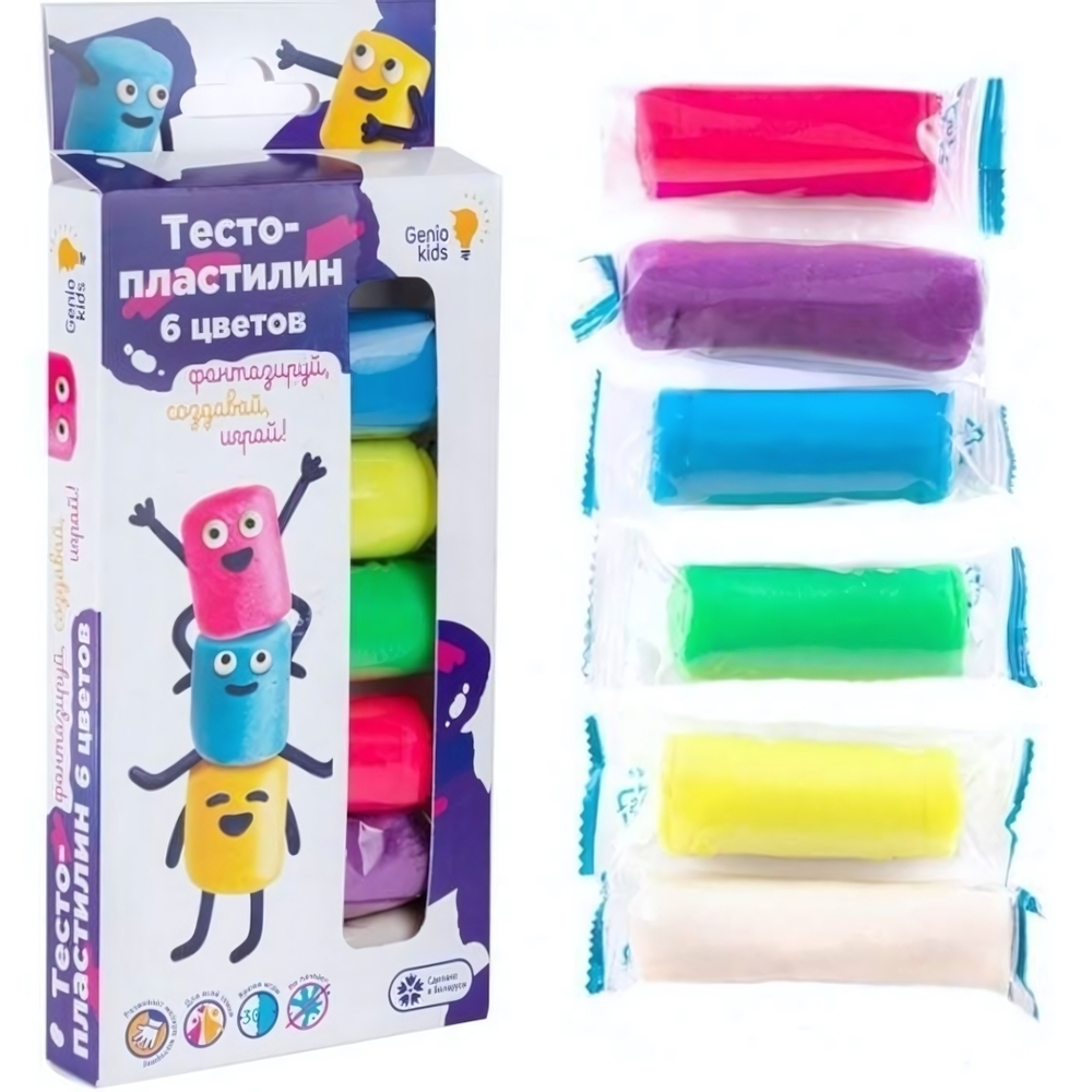 Набор для лепки "Тесто-пластилин 6 цв." (Genio Kids-art)