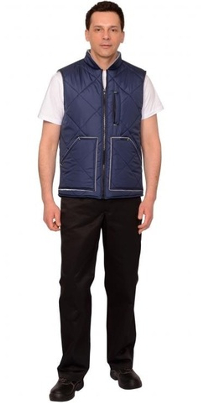 Жилет удлиненный (на подкладке флис серый., св.серый) синий