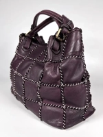 Женская сумка из натуральной винтажной кожи бордового цвета