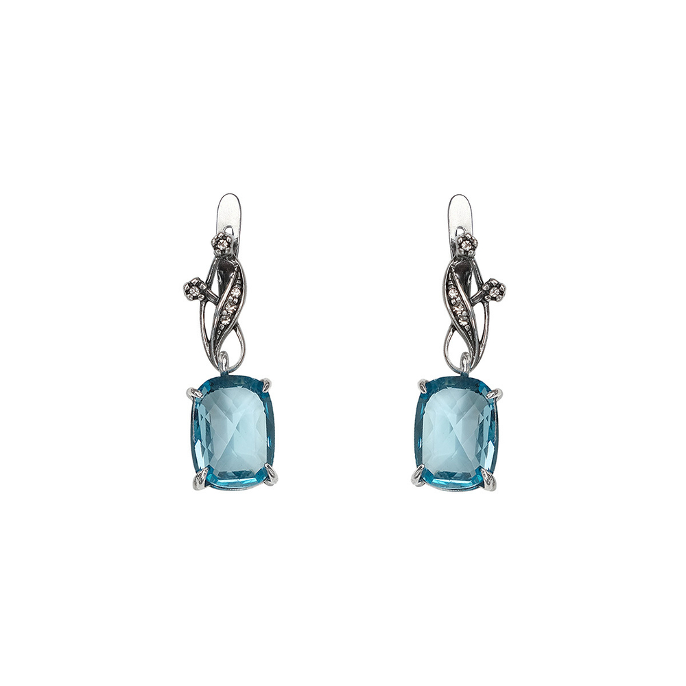 "Регина" серьги в серебряном покрытии из коллекции "Kaleidoscope" от Jenavi  с английским замком