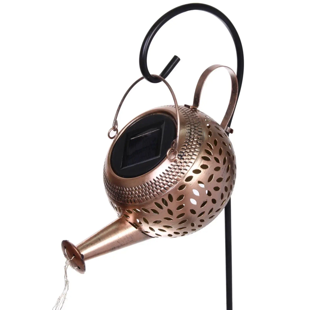 Светильник дачный на солн.батерее «Чайник Лампа» 27*15*10 см, 37 ламп LED (6 нитей, длина 55 см, подставка 79 см), Теплый белый