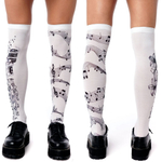 Белые гольфы с принтом в виде нот и клавиш (Цвет: белый)