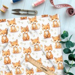 Ткань премиум шифон маленькие милые лисята