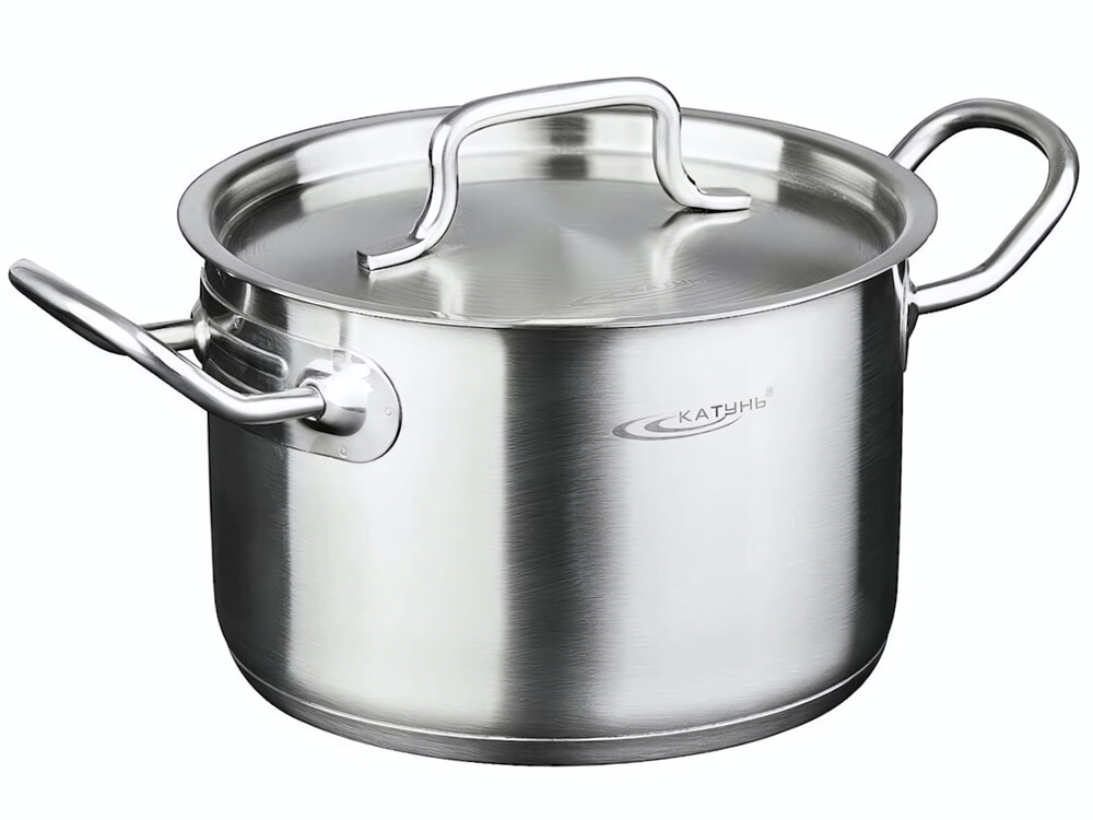 Кастрюля 1л нерж ТРС с металлической крышкой Общепит