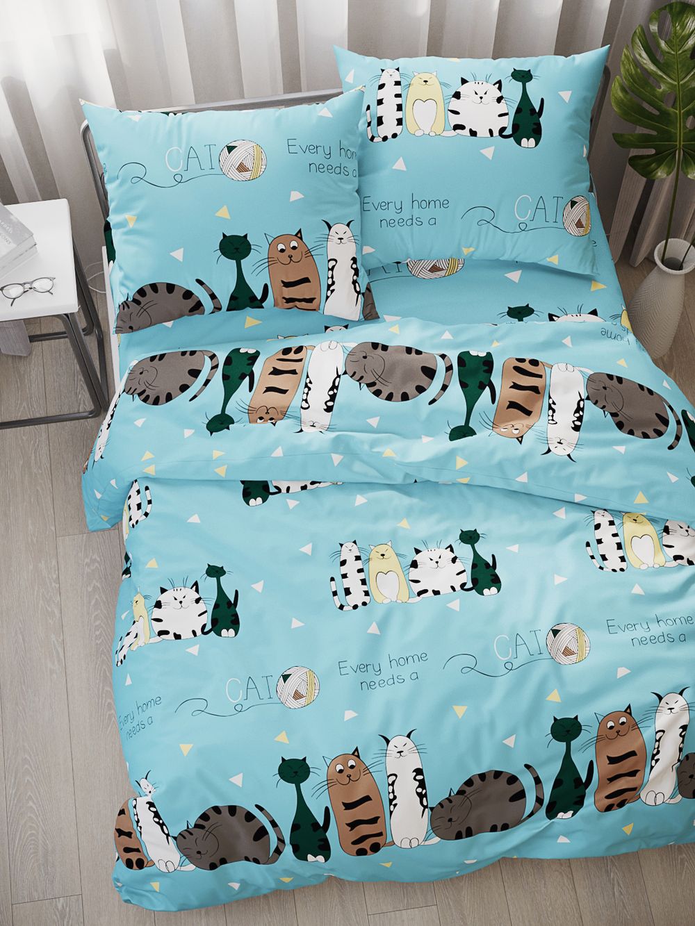 Наволочка комплект 2шт поплин Сказка "Коты Эрмитажа" 50x70 см на молнии