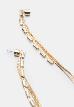 STRADIVARIUS Набор из 2 пар сережек-подвесок со стразами, золотой