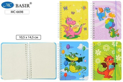 Блокнот 10,5*14,5см 60л. клетка,двойная евроспираль "Дракон" (Basir)