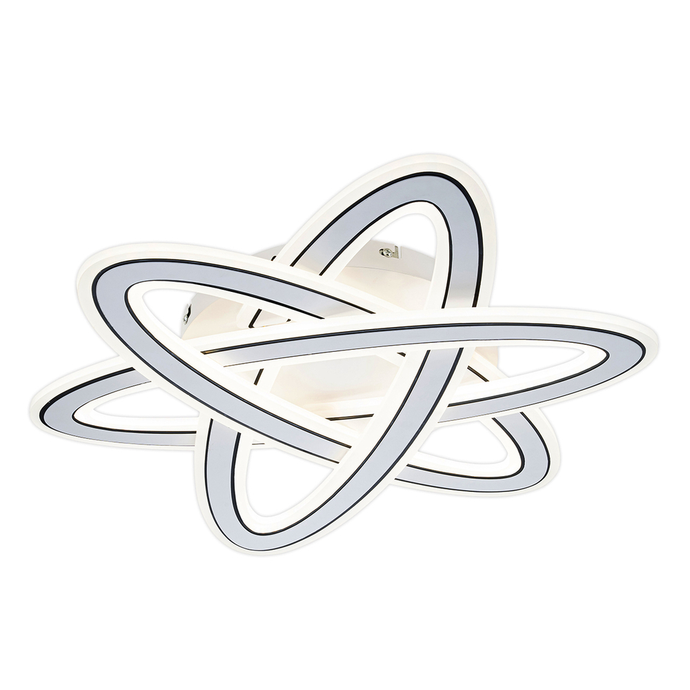 Потолочный светодиодный светильник 140Вт, 6208лм, 3000-6000K, Ra>80, плавная регулировка мощности, изменение цветовой температуры, ночник, пульт, металл/акрил, белый/черный