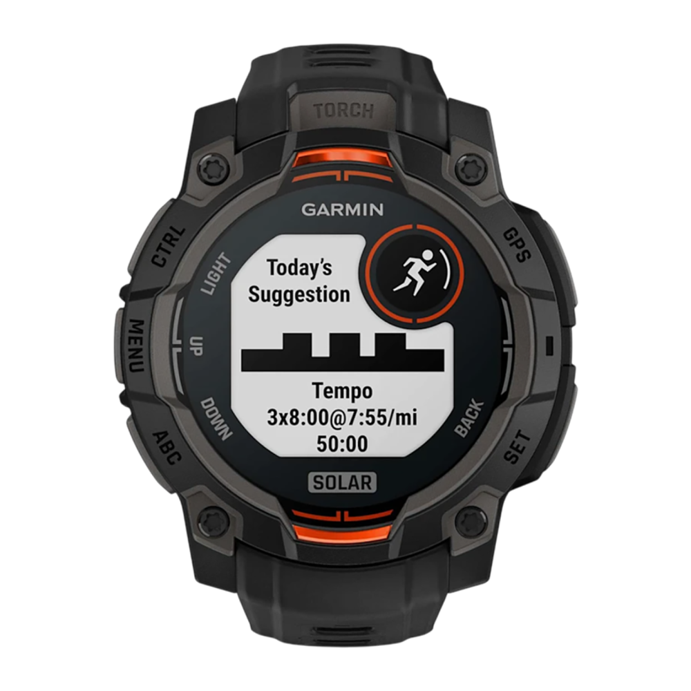 Спортивные часы Garmin Instinct 3, 45 мм, Solar, чёрный силиконовый ремешок Чёрный безель, дисплей Solar со стеклом Power Glass. Ремешок с классической застёжкой — на запястье обхватом 137–204 мм