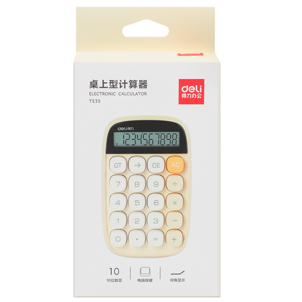 Калькулятор настольный DELI "TE35" 10 разрядный, 151х91х35 мм, желтый