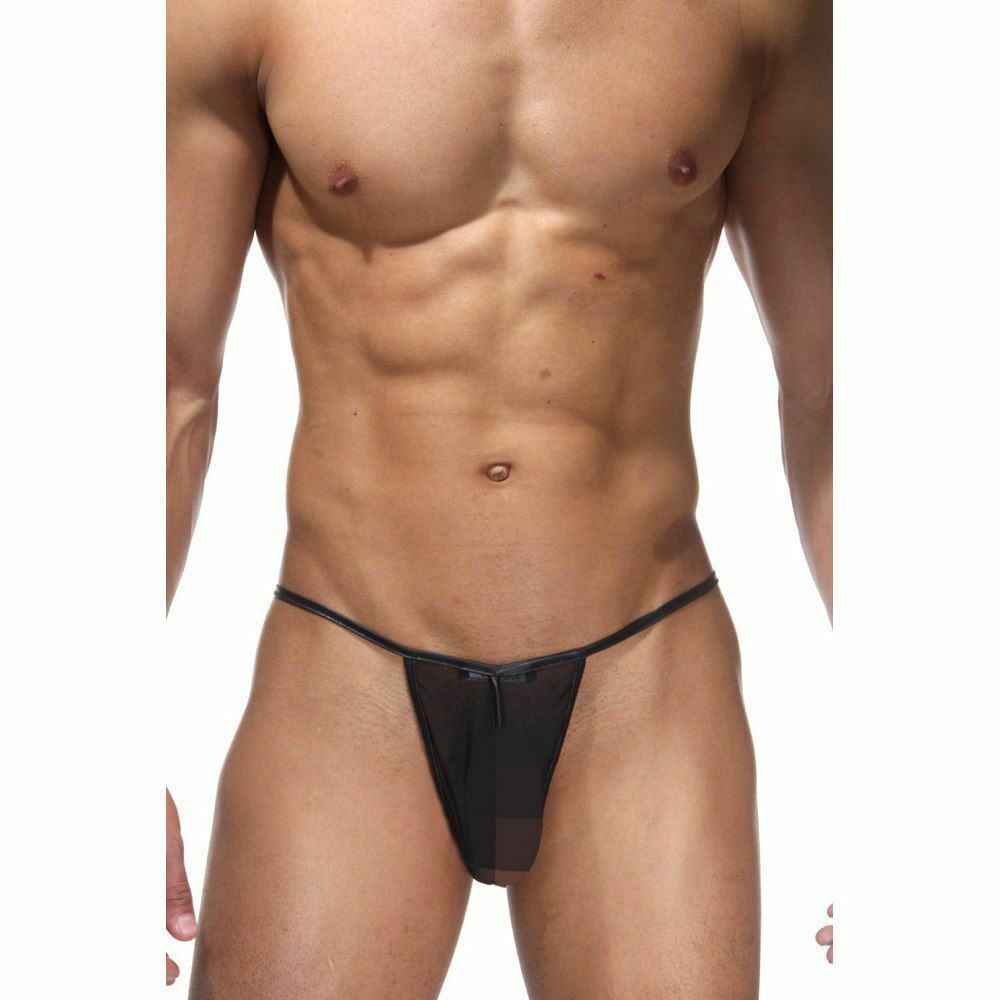 Мужские трусы стринги черные с окантовкой под кожу Cosmos Colors NB01BB
