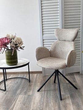 Стул VARDY 360 град.поворот. Brego-31 Бежевый, ткань/ 7525-01 Бежевый, велюр/Черный