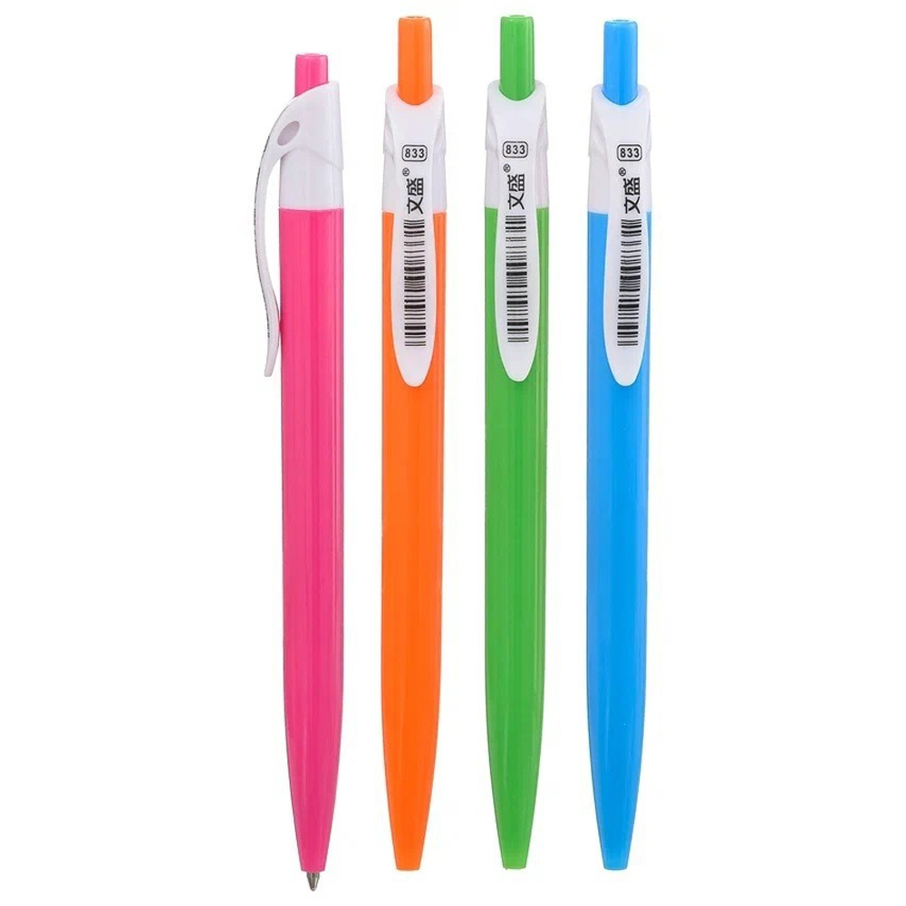 Ручка шариковая, масляная, автоматическая, Vinson, синие чернила, цветной корпус, набор 60 шт