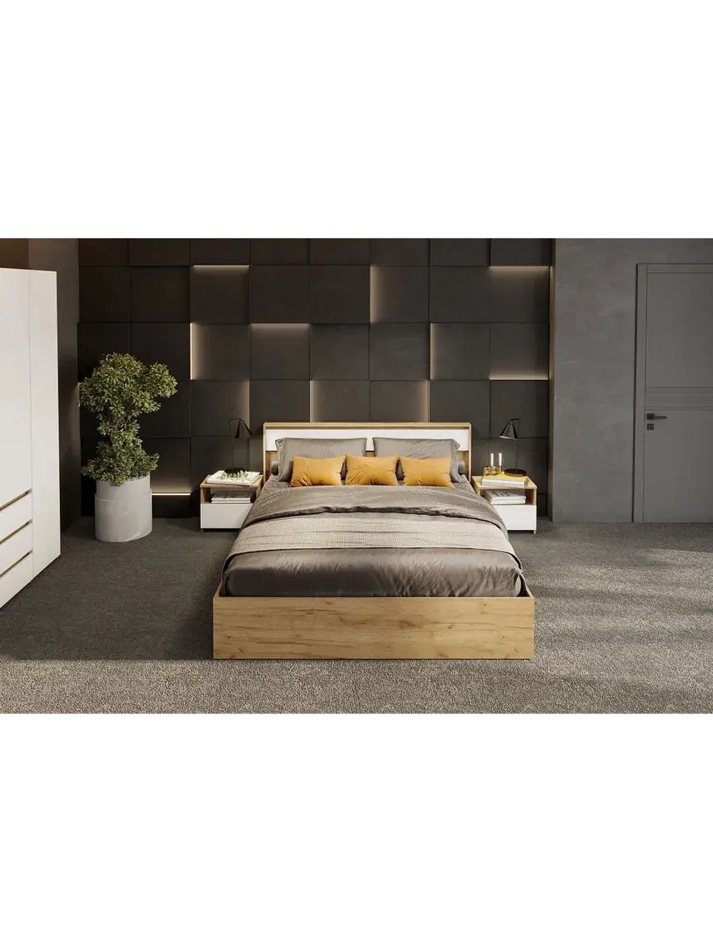 Кровать двухспальная 160х200 без основания Дуб Золотой