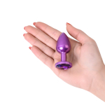 Фиолетовая анальная пробка 7,2см с кристаллом фиолетового цвета ToyFa Metal 717007-44