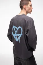 Лонгслив Kraizy Stripes Logo Heart графит