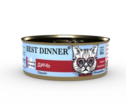 Best Dinner 100г конс. Vet Profi GastoIntestinal Влажный корм для кошек и котят с заболеваниями ЖКТ Дичь (паштет)