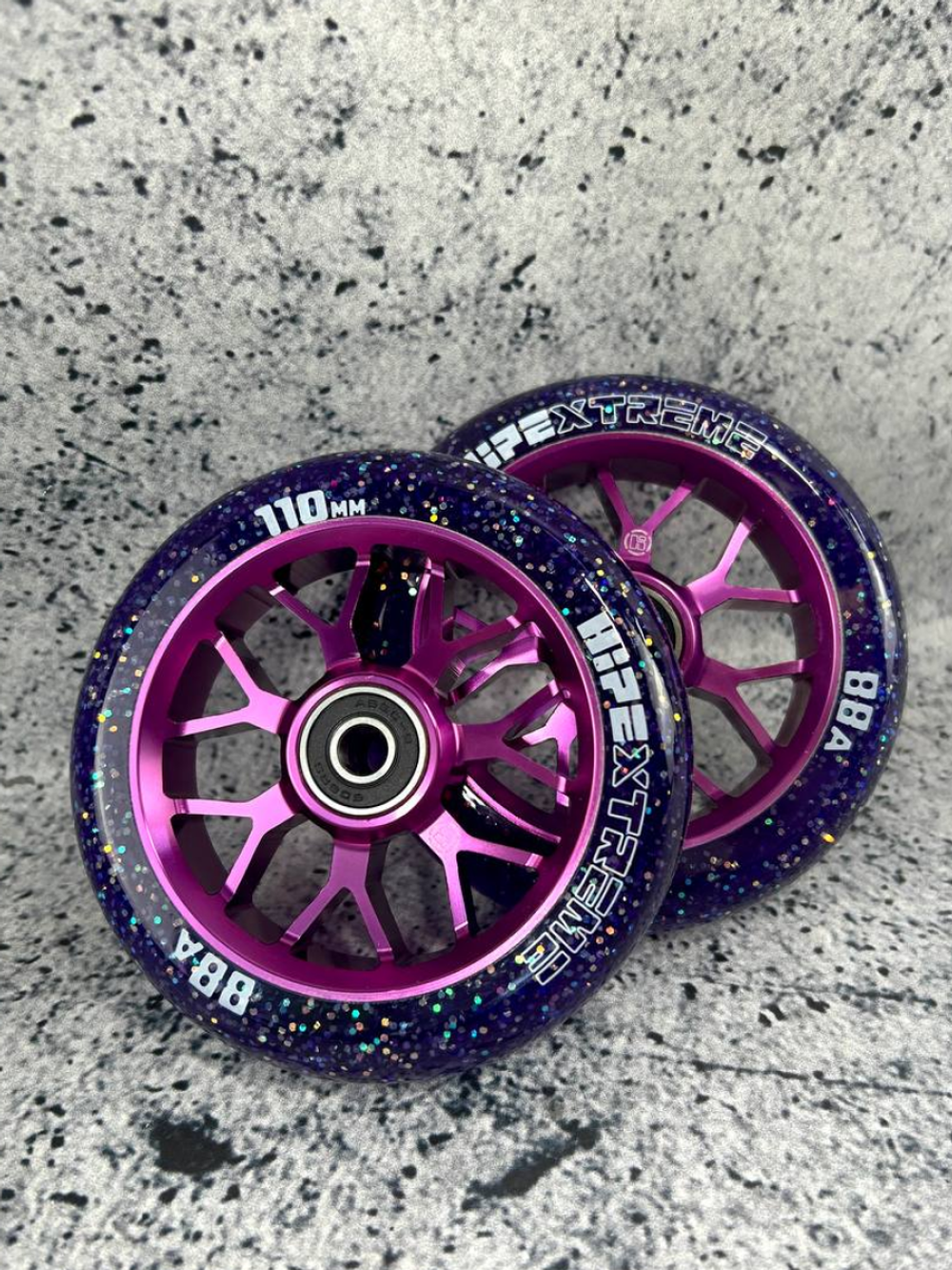 Набор колес HIPExtreme Neon Flakes 110*24 мм, фиолетовый