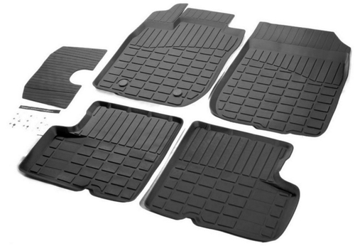 Коврики в салон автомобиля Rival для Nissan Terrano III поколение (передний привод) 2014-2016/Renault Duster I поколение (передний привод) 2010-2015, литьевой полиуретан, с крепежом, 5 частей, 64701001