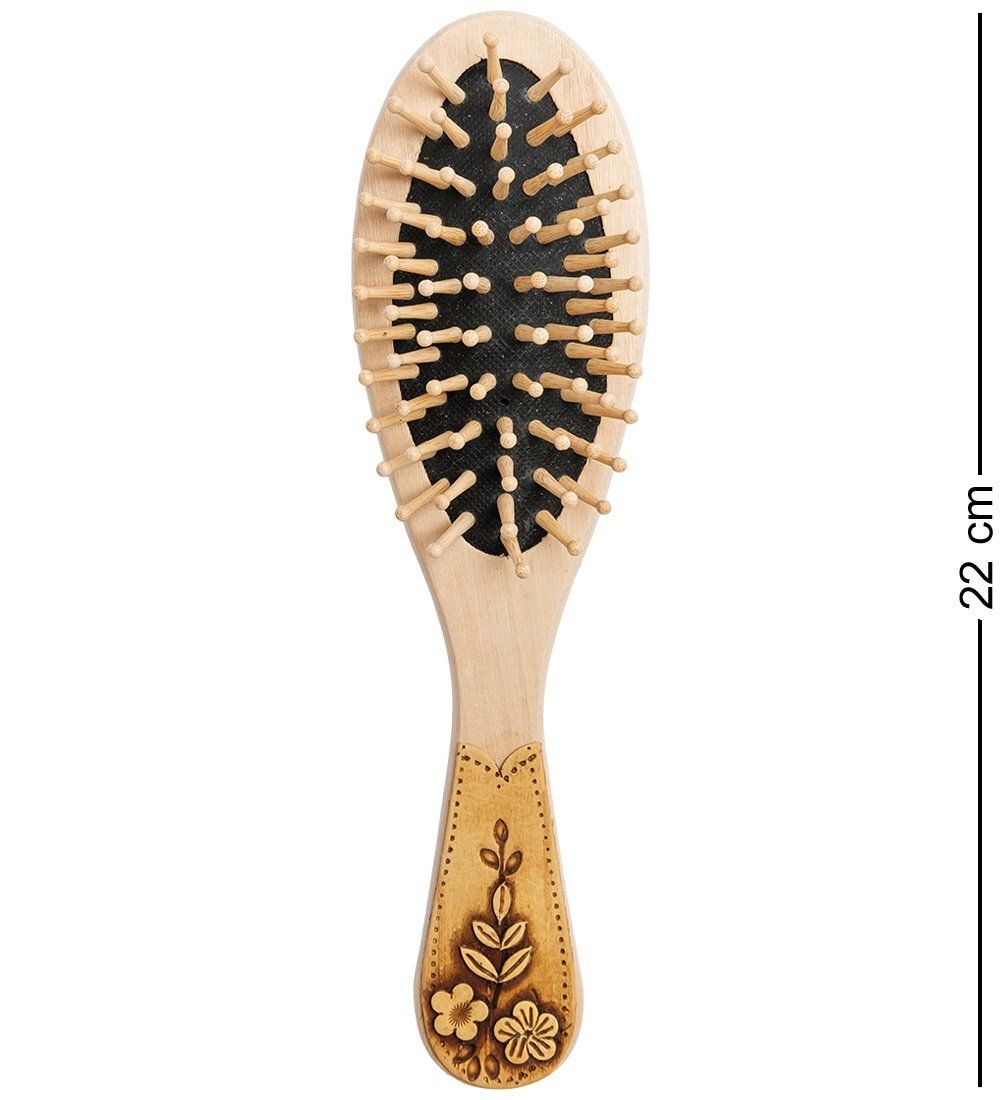 Народные промыслы BST-327/4 Массажная расческа деревянная «Полевые цветы» (береста)