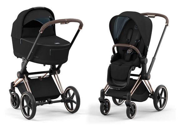 Детская коляска Cybex Priam IV 2 в 1 Deep Black шасси Rosegold