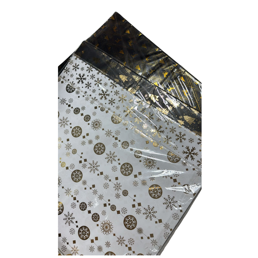 Упаковочная бумага Новогодняя белая/черная