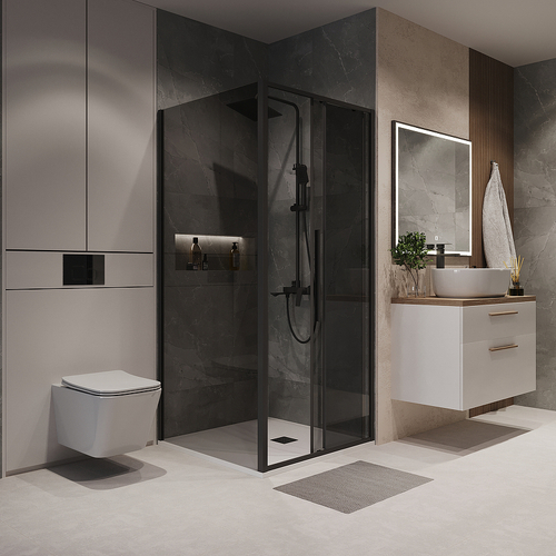 Душевой уголок Niagara Nova 90х80 NG-85-9TB-TB80-34 профиль Черный матовый стекло тонированное