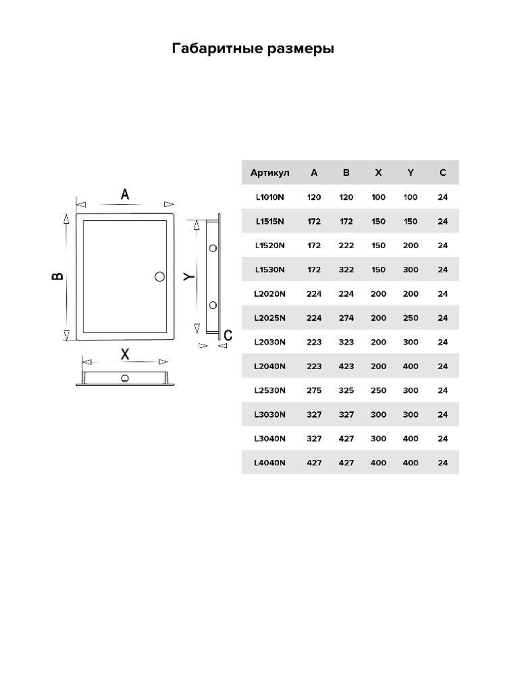 Люк ревизионный LN фланец 200х400 нажимной 223х423 пластик Gray EVECS
