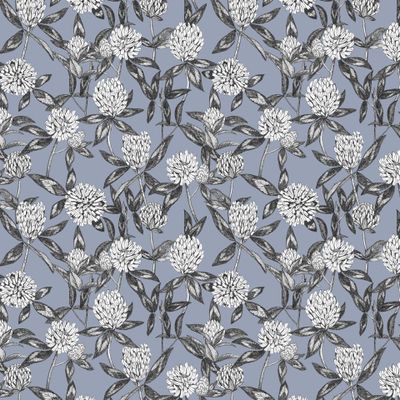 Графические цветы клевера. Black and white vintage clover flowers.
