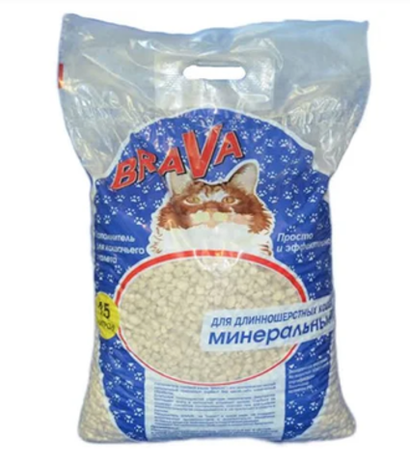 Brava Наполнитель впитывающий минеральный для длинношерстных кошек Синий, 15 л