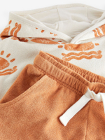 Пончо и шорты в комплекте для мальчика Next E22-926, Оранжевый, Молочный