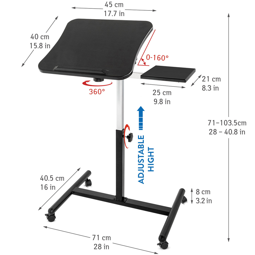 Столик для ноутбука и планшета Tatkraft Vanessa с подставкой для мышки, регулируемый по высоте