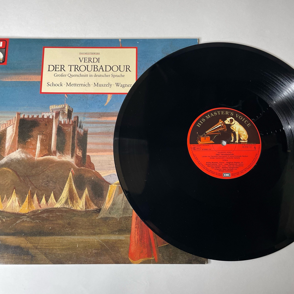Винтажная виниловая пластинка LP Giuseppe Verdi Джузеппе Верди, Der Troubadour Опера Трубадур (Grosser Querschnitt In Deutscher Sprache) (Германия 1975)