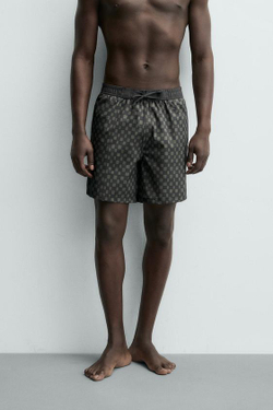 ZARA ДЛИННЫЕ ПЛАВКИ В КЛЕТКУ, ЧЕРНЫЙ