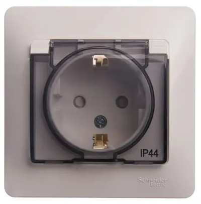 Розетка IP44 "Glossa" С/У с ЗК (250В, 16А, защит.шторки)