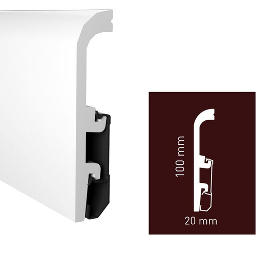 Плинтус дюрополимерный под покраску Arbiton Vega HDPS P1020 Белый 100х20х2400 мм