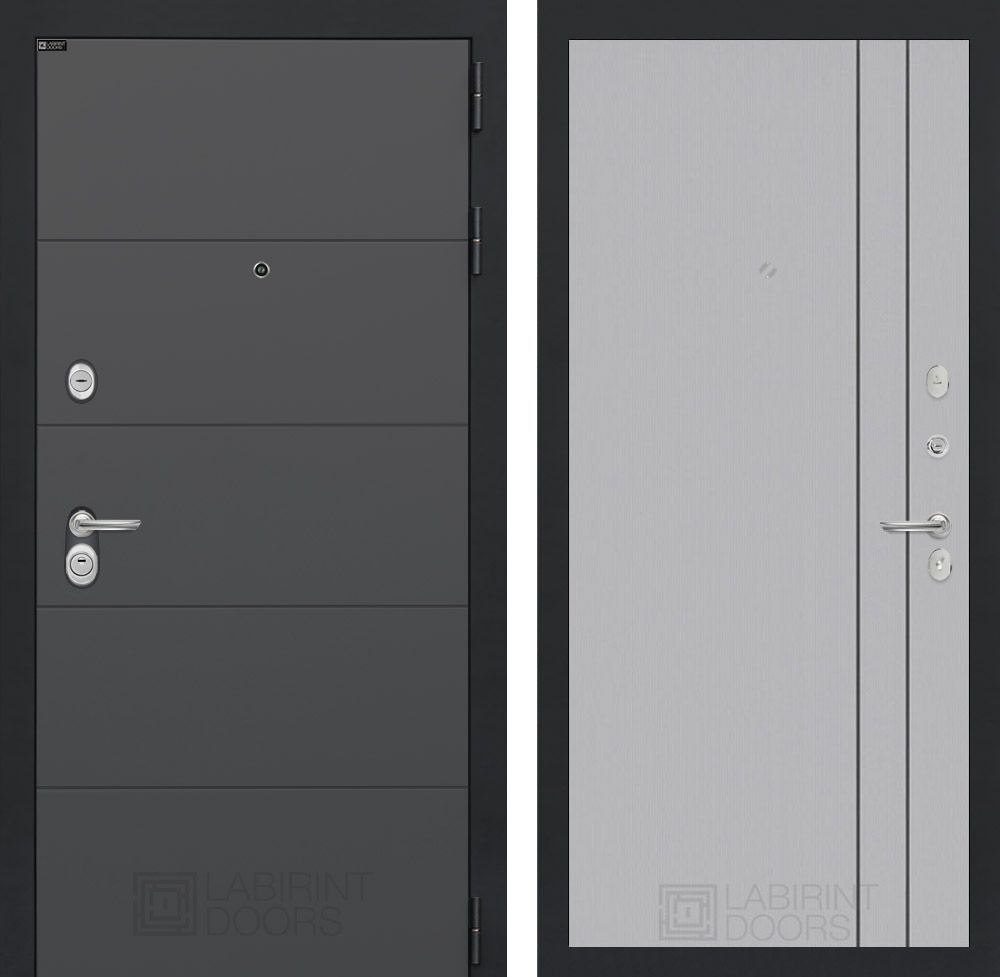 Входная дверь Лабиринт АРТ - 10 Серый софт рельеф