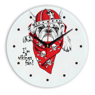 Часы круглые стеклянные "Собаки: Пес-викинг" Декор для дома, подарок