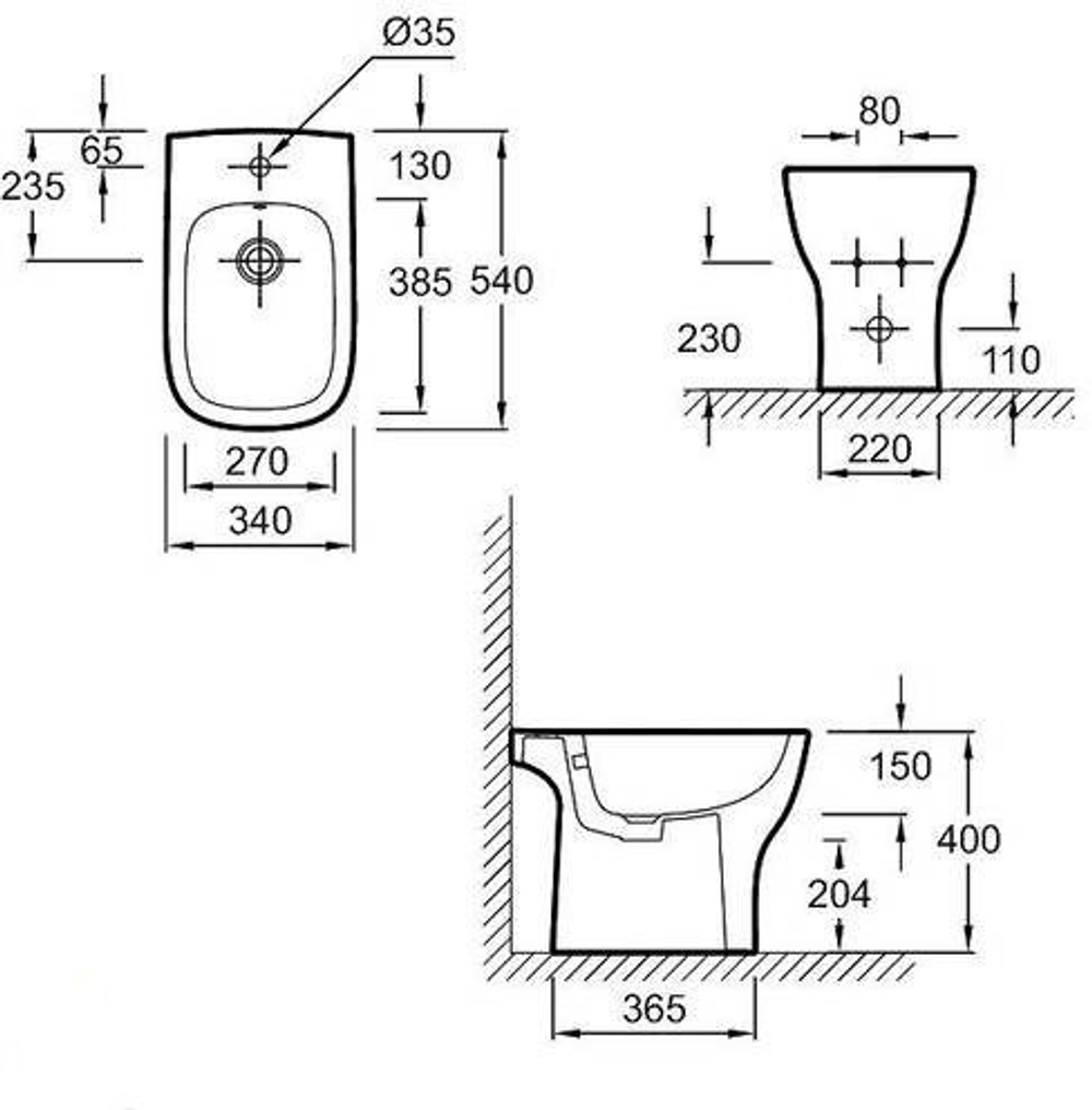 Биде напольное Jacob Delafon Struktura EBC0002-00