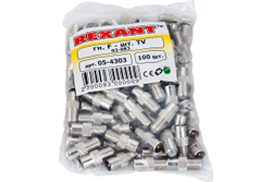 Переход F-гнездо на штекер ТВ REXANT 100 шт 05-4303