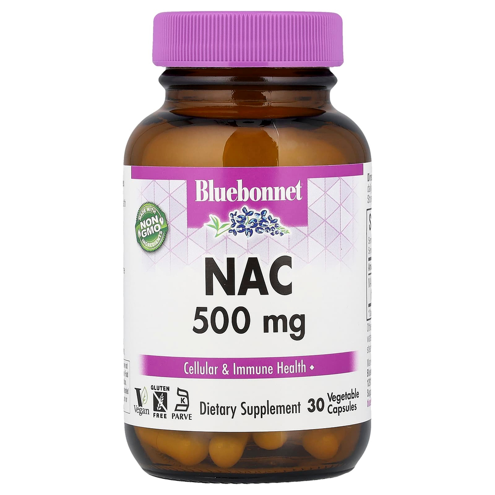 Bluebonnet Nutrition, NAC, 500 мг, 30 растительных капсул