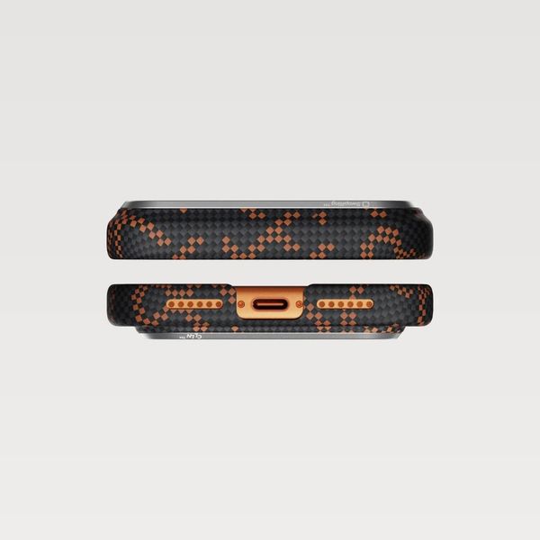 Чехол Pitaka Edge Case для iPhone 17 Pro, Чёрно-оранжевый монограм | Monogram Black/Orange