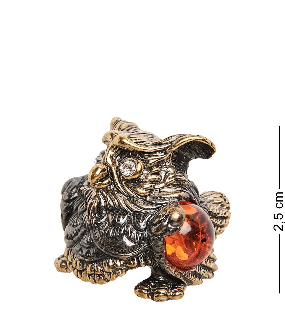 Народные промыслы AM- 454 Фигурка «Мудрая сова» (латунь, янтарь)